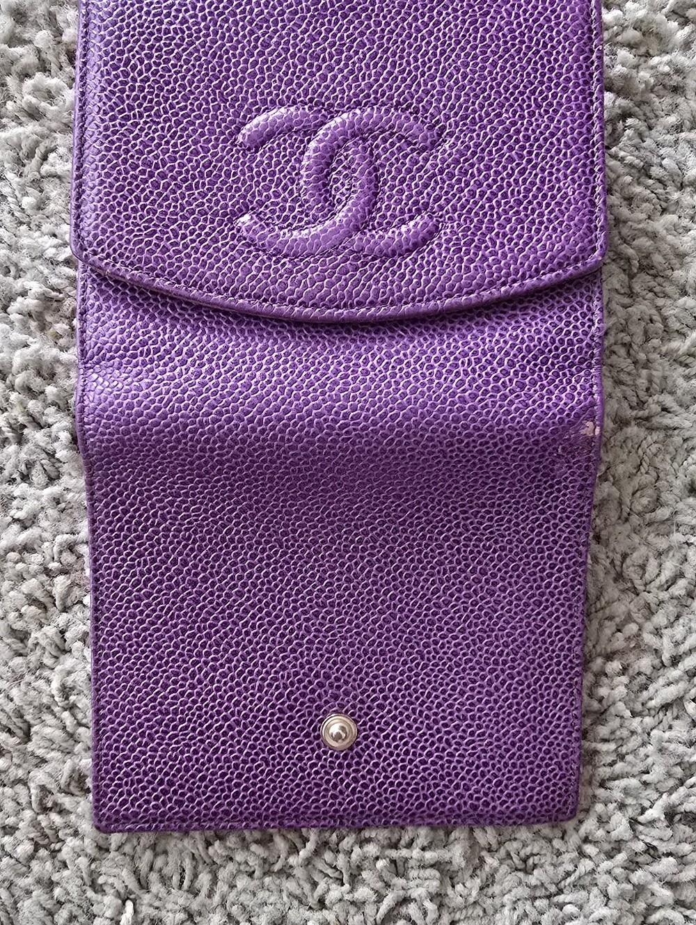 Chanel Purple Textured Leather Wallet - Picture 16 of 16